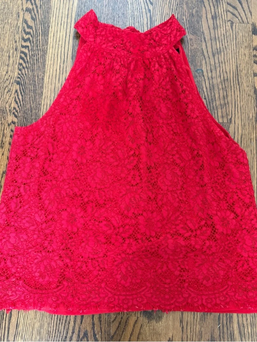J. Crew Red Lace Sleeveless Top M